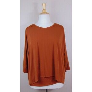 Susan Graver Every Day Top Size 1X Liquid Knit Hi- Low Hem Tunic 3/4 sleeve